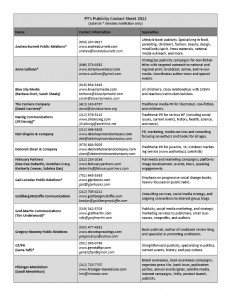 PT Publicity Contact Sheet 2012
